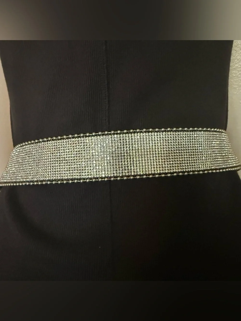Western silver tone PU leather chunky buckle rhinestone details skinny belt